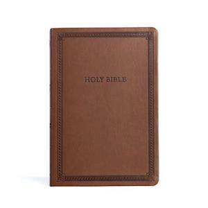 CSB Large Print Thinline Bible, Brown Leathertouch, Value Edition