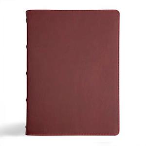 CSB Verse-By-Verse Reference Bible, Holman Handcrafted Collection, Premium Marbled Burgundy Calfskin