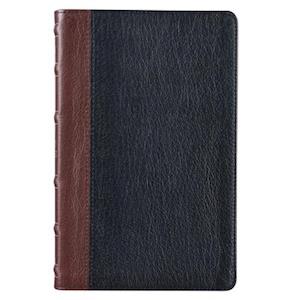 KJV Standard Bible Two-Tone Burgundy/Black Full Grain Leather