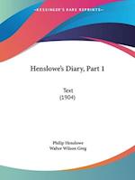 Henslowe's Diary, Part 1