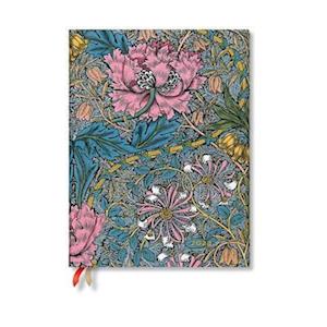 Morris Pink Honeysuckle (William Morris) Ultra Vertical 12-month Dayplanner 2024 (Elastic Band Closure)