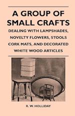 A Group Of Small Crafts - Dealing With Lampshades, Novelty Flowers, Stools Cork Mats, And Decorated White Wood Articles