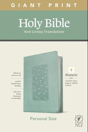 NLT Personal Size Giant Print Bible, Filament Enabled Edition (Red Letter, Leatherlike, Floral Frame Teal)