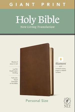 NLT Personal Size Giant Print Bible, Filament Enabled Edition (Red Letter, Leatherlike, Rustic Brown)