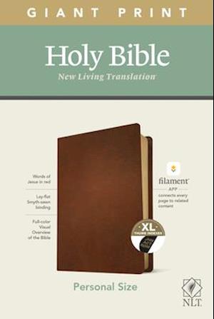 NLT Personal Size Giant Print Bible, Filament Enabled Edition (Red Letter, Genuine Leather, Brown, Indexed)