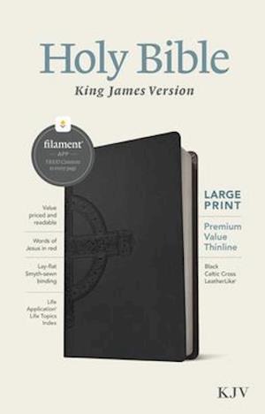 KJV Large Print Premium Value Thinline Bible, Filament Enabled Edition (Red Letter, Leatherlike, Black Celtic Cross)