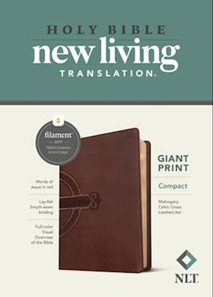 NLT Compact Giant Print Bible, Filament Enabled Edition (Red Letter, Leatherlike, Mahogany Celtic Cross)