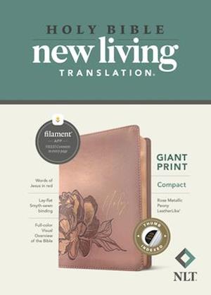 NLT Compact Giant Print Bible, Filament Enabled Edition (Red Letter, Leatherlike, Rose Metallic Peony, Indexed)