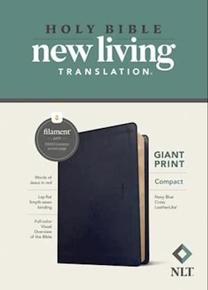 NLT Compact Giant Print Bible, Filament Enabled Edition (Red Letter, Leatherlike, Navy Blue Cross)