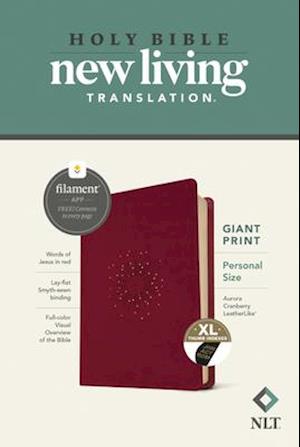 NLT Personal Size Giant Print Bible, Filament Enabled Edition (Red Letter, Leatherlike, Aurora Cranberry, Indexed)