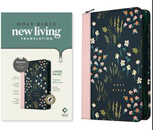 NLT Large Print Thinline Reference Zipper Bible, Filament Enabled Edition (Leatherlike, Meadow Navy & Pink, Indexed)