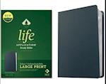 NLT Life Application Study Bible, Third Edition, Large Print (Genuine Leather, Navy Blue, Red Letter)