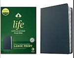 NLT Life Application Study Bible, Third Edition, Large Print (Genuine Leather, Navy Blue, Indexed, Red Letter)