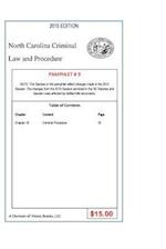 North Carolina Criminal Law and Procedure-Pamphlet # 9