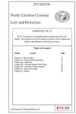 North Carolina Criminal Law and Procedure-Pamphlet 17