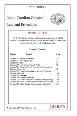 North Carolina Criminal Law and Procedure-Pamphlet 21