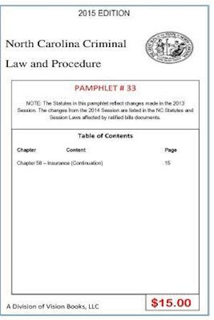 North Carolina Criminal Law and Procedure-Pamphlet 33