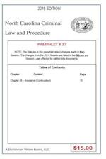 North Carolina Criminal Law and Procedure-Pamphlet 37