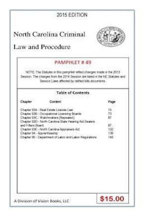 North Carolina Criminal Law and Procedure-Pamphlet 49