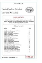 North Carolina Criminal Law and Procedure-Pamphlet 51