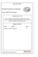 North Carolina Criminal Law and Procedure-Pamphlet 52