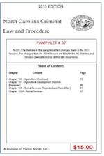 North Carolina Criminal Law and Procedure-Pamphlet 57