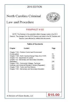 North Carolina Criminal Law and Procedure-Pamphlet 60