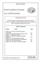 North Carolina Criminal Law and Procedure-Pamphlet 60