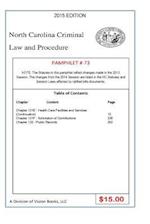 North Carolina Criminal Law and Procedure-Pamphlet 73