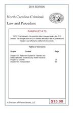 North Carolina Criminal Law and Procedure-Pamphlet 75