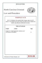 North Carolina Criminal Law and Procedure-Pamphlet 78