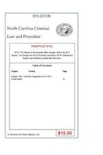 North Carolina Criminal Law and Procedure-Pamphlet 81