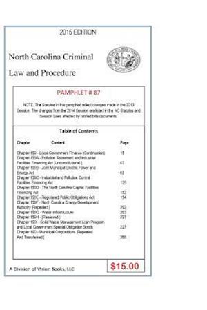 North Carolina Criminal Law and Procedure-Pamphlet 87