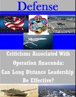 Criticisms Associated with Operation Anaconda