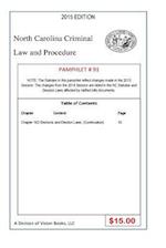 North Carolina Criminal Law and Procedure-Pamphlet 91