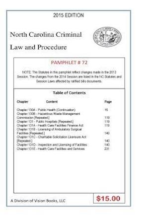 North Carolina Criminal Law and Procedure-Pamphlet 72