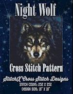 Night Wolf Cross Stitch Pattern