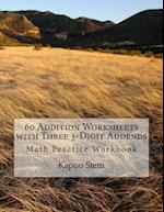 60 Addition Worksheets with Three 3-Digit Addends