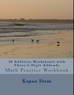 30 Addition Worksheets with Three 5-Digit Addends
