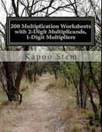 200 Multiplication Worksheets with 2-Digit Multiplicands, 1-Digit Multipliers