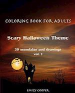 Coloring Book For Adults. Scary Halloween Theme vol.1