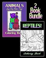 Animals Doing Very Human Things & Reptiles! Coloring Book (2 Book Bundle)