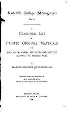 A Classifed List of Printed Original Materials