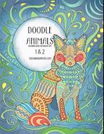 Doodle Animals Coloring Book for Grown-Ups 1 & 2