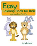 Easy Coloring Book for Kids Animals Bug Fish Pet