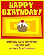 Birthday Card Reminder Register with names & addresses