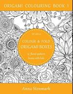 Colour & fold origami boxes - 15 floral-pattern boxes with lids