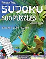 Famous Frog Sudoku 600 Puzzles with Solutions. 300 Easy and 300 Medium