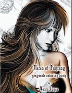 Faces of Fantasy Greyscale Coloring Book