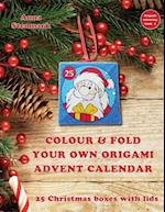 Colour & fold your own origami advent calendar - 25 Christmas boxes with lids